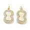Brass Micro Pave Clear Cubic Zirconia Pendants, Cadmium Free & Lead Free, with Synthetic Opal and Jump Rings, Real 18K Gold Plated, White, 21.5x14x3mm, Hole: 3mm