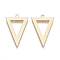 Brass Pendants, Nickel Free, Triangle, Real 18K Gold Plated, 28x18x1mm, Hole: 1.2mm