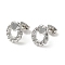 Non-Tarnish 304 Stainless Steel Stud Earring Findings, Earring Settings for Rhinestone, Ring with Heart, Stainless Steel Color, 11x10mm, Pin: 0.7mm, Fit for Rhinestone: 1.5mm