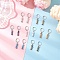304 Stainless Steel Natural Mixed Stone Column Leverback Earrings, with Seed Beads, Platinum, Mixed Color, 32~32.5x4~4.5mm, 7pairs/set.