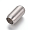 Tarnish Resistant 304 Stainless Steel Magnetic Clasps with Glue-in Ends, Matte, Column, Stainless Steel Color, 25x14mm, Hole: 10.5mm