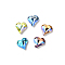 Glass Rhinestone Cabochons, Pointed Back & Back Plated, Heart, Mixed Color, 13x12x4.3mm