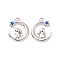 Moon with Rabbit Brass Enamel Pendants, with Sequin
, Cadmium Free & Nickel Free & Lead Free, Platinum, 16x13x3mm, Hole: 1.6mm