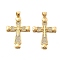 Brass Micro Pave Cubic Zirconia Pendants, Cadmium Free & Lead Free, Cross Charms, Real 16K Gold Plated, 32x21.5x3.5mm, Hole: 5x3.5mm