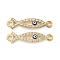 Alloy Blue Enamel Evil Eye Connector Charms, Crystal Rhinestone Links, Golden, Jesus Fish, 18.5x29x2.5mm, Hole: 2mm