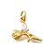 Brass Micro Pave Cubic Zirconia Pendants, Rose Charms, with Jump Rings, Cadmium Free & Lead Free, Long-Lasting Plated, Rack Plating, Real 18K Gold Plated, Clear, 12x15x4.5mm, Hole: 3mm