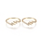 Brass Micro Pave Clear Cubic Zirconia Cuff Rings, Open Rings, Long-Lasting Plated, Lightning Bolt, Golden, US Size 6(16.5mm)