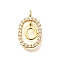 Brass Micro Pave Cubic Zirconia Pendants, Cadmium Free & Nickel Free & Lead Free, Real 18K Gold Plated, Oval with Letter Charms, Letter O, 18.5x11x3.5mm, Hole: 2x1.5mm