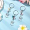 Glass Angel Pendant Keychian, with Rein Flower and Iron Alloy Lobster Claw Clasp Keychain, Mixed Color, 80.5mm