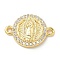 Rack Plating Brass Micro Pave Clear Cubic Zirconia Religion Virgin Mary Connector Charms, Long-Lasting Plated, Lead Free & Cadmium Free, Real 18K Gold Plated, 12x17x2.8mm, Hole: 1.6mm