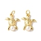 Brass Pendants, Ocean Themes, with ABS Imitation Pearls, Long-Lasting Plated, Cadmium Free & Lead Free, Rack Plating, Real 18K Gold Plated, with Jump Ring, Turtle, 16x13x4.5mm, Hole: 3.5mm