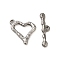 Non-Tarnish 304 Stainless Steel Toggle Clasps, Heart, Stainless Steel Color, Heart: 20x20x3mm, Hole: 3x2mm, Bar: 7.5x29x3mm, Hole: 2mm