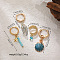 4Pcs Brass Glass Hoop Earring & Cuff Earring Sets, Shell Shape & Starfish, with Enamel , Golden, Sky Blue, 21~37x11~15mm