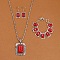 Rectangle Alloy with Synthetic Turquoise Pendant Necklaces & Dangle Earrings & Link Bracelets Sets, Antique Silver, Red, 19.29 inch(490mm)