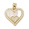 Brass Micro Pave Cubic Zirconia Pendants, Cadmium Free & Lead Free, with Shell, Heart, Real 18K Gold Plated, 18.5x17.5x3mm, Hole: 3.4mm