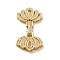 Brass Micro Pave Clear Cubic Zirconia Fold Over Clasps, Cadmium Free & Lead Free, Lotus, Golden, 44x23.5x7mm, Hole: 2~4x2mm