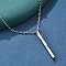 304 Stainless Steel Cubic Zirconia Pendant Necklaces, Bar/Stick, Stainless Steel Color, 17.7 inch(45cm)