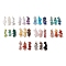 30Pcs 30 Styles 304 Mixed Gemstone Chip Beaded Connector Charms, with Stainless Steel Double Wire Loops, Golden, 29~30x9~12x7~8mm, Hole: 1.5~2mm, 1pc/style