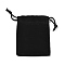 Velvet Packing Pouches, Drawstring Bags, Rectangle, Black, 9x7x0.15~0.35cm
