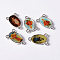 Antique Silver Alloy Links, Lead Free and Cadmium Free, Oval, Mixed Color, 22mm long, 15mm wide, 4mm thick, hole: 2mm