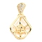 Brass Micro Cubic Zirconia Peg Bail Charms, for Baroque Pearl Making, Flower, Real 14K Gold Plated, 27.5x16x7.5mm, Hole: 5x2.5mm, Pin: 0.7mm