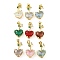 Rack Plating Brass Micro Pave Clear Cubic Zirconia Pendants, with Glass, Long-Lasting Plated, Cadmium Free & Lead Free, Real 18K Gold Plated, Cherry Charms, Mixed Color, 20.5x12x7mm, Hole: 4x3.5mm