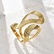 304 Stainless Steel Cuff Rings, Real 18K Gold Plated, 27.5mm, US Size 7 1/4(17.5mm)