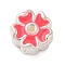 925 Sterling Silver Beads, with Enamel, Flower, Hot Pink, 5x3.5mm, Hole: 1.5mm