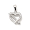 Ion Plating(IP) 304 Stainless Steel Micro Pave Cubic Zirconia Pendants, Heart Charms, Stainless Steel Color, 11x10.5x2mm, Hole: 4.5X2.5mm