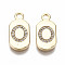 Brass Micro Pave Clear Cubic Zirconia Pendants, Nickel Free, Real 18K Gold Plated, Oval with Word, Letter.O, 16x7.5x1.5mm, Hole: 1.8mm