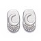 304 Stainless Steel Cabochons, Oval with Moon, Floating Charms, DIY for Floating Lockets Glass Living Memory Lockets, Stainless Steel Color, 18x10.5x2mm