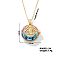 Vintage Sparkling Rhinestone Saint Pendant Necklaces, Brass Cable Chain Necklaces for Women, Golden, 15.75 inch(400mm)