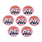 Spray Painted Iron Pendants, Rubberized Style, 3D Printed,  Panda Blossom Print Pattern, Flat Round, Flamingo, 25.5x0.8mm, Hole: 1.2mm