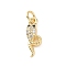Brass Micro Pave Cubic Zirconia Pendants, Cadmium Free & Lead Free, with Jump Ring, Snake Charms, Golden, 15.5x5x2.5mm, Hole: 2.8mm