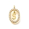 Brass Micro Pave Cubic Zirconia Pendants, Cadmium Free & Nickel Free & Lead Free, Real 18K Gold Plated, Oval with Letter Charms, Letter S, 18.5x11x3.5mm, Hole: 2x1.5mm