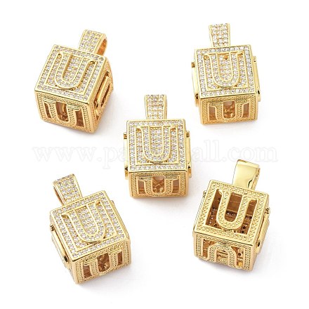 Кулоны из латуни с микропейвом и прозрачным фианитом ZIRC-O045-01G-U-1