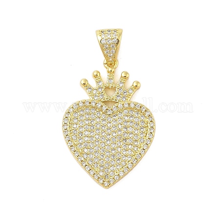 Сердце стойки обшивки латунь микро проложить Цирконом подвески KK-Z074-56G-1