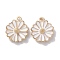 Alloy Enamel Pendants, Golden, Flower Charm, White, 15.5x13x3.5mm, Hole: 1.4mm
