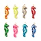 Rack Plating Brass Enamel  Pendants, Long-Lasting Plated, Real 18K Gold Plated, Cadmium Free & Nickel Free & Lead Free, Sea Horse, Mixed Color, 21x7.5x3.5mm, Hole: 1mm