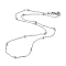 Brass Cable Chain Necklaces, with Round Beads and Lobster Claw Clasps, Long-Lasting Plated, Real Platinum Plated, 18.1~18.50 inch(46~47cm), 1mm