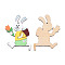 Single-Sided Printed Wood Big Pendants, Rabbit Charm with Flower, Yellow, 97x60x2mm, Hole: 3mm