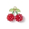Glass Pendants, Cherry, Faceted, with Acrylic & Golden 304 Stainless Steel Open Jump Rings Loop, FireBrick, 22.5x12.5mm, Hole: 4.5mm