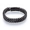 304 Stainless Steel Mesh Bracelets, with Brushed Magnetic Clasps, Gunmetal, 8-5/8 inch(22cm), 12x6mm
