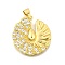 Brass Micro Pave Cubic Zirconia Pendants, Cadmium Free & Lead Free, Sprial Conch, Real 18K Gold Plated, 26x25x4mm, Hole: 6x3mm