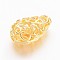 Brass Micro Pave Cubic Zirconia Beads, teardrop, Golden, 16x10x7mm, Hole: 1.5mm