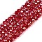 Electroplate Glass Beads Strands, AB Color Plated, Faceted, Rondelle, Red, 2.9~3.3x2mm, Hole: 0.8mm, about 144~150pcs/strand, 35~37cm