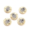 Brass Micro Pave Cubic Zirconia Links connectors, Flat Round and Hamsa Hand/Hand of Fatima/Hand of Miriam, Clear, Golden, 18x2mm, Hole: 1.8mm