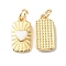 Rack Plating Brass Pendants with Jump Ring, with Enamel, Long-Lasting Plated, Real 18K Gold Plated, Cadmium Free & Lead Free, Rectangle with Heart, White, 16.5x8x2mm, Hole: 3mm