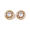 Rack Plating Brass Micro Pave Cubic Zirconia Beads, Long-Lasting Plated, Lead Free & Cadmium Free, Flat Round, Real 14K Gold Plated, 12x7mm, Hole: 1.8mm