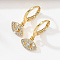 Brass Micro Pave Cubic Zirconia Dangle Leverback Earrings for Women, Evil Eye, Real 18K Gold Plated, Eye: 8x10mm